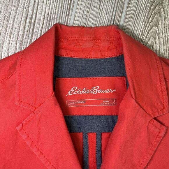 Eddie Bauer Women's Size 10 Legend Wash Coral Color Twill Button Down Jacket Coa - Picture 3 of 9
